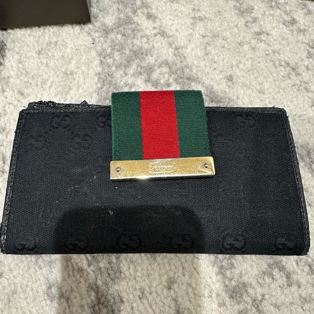 GUCCI Long Wallet Sherry Line GG canvas black Material Canvas